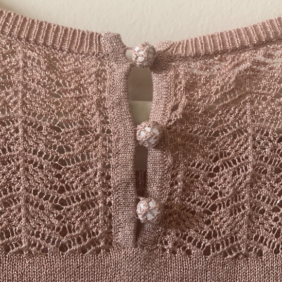 WHBM, Sz L, rose gold sweater with crochet stitch and frill detail. - Picture 7 of 9